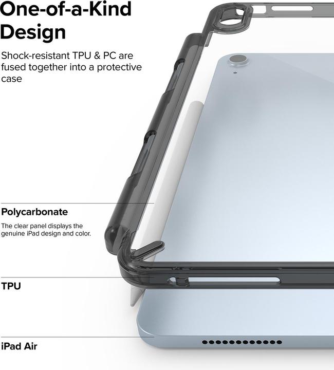 Productafbeelding Ringke Exclusieve harde Fusion Combo case met gel frame voor iPad Air 2020/2022 + doorzichtige (iPad Air 2020 (4e generatie), iPad Air 2022 (5e gen))