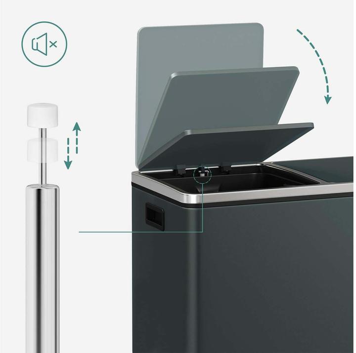 Produktbild Songmics Abfalleimer 60 l, Grau (60 l)