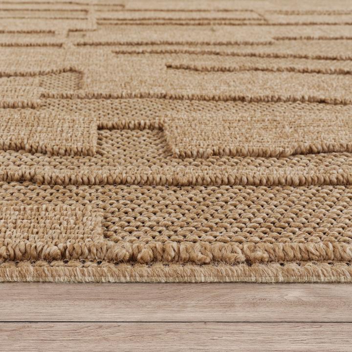 Produktbild TT Home In-& Outdoor Teppich Wetterfest Balkon Boho Abstrakter Still Hoch-Tief-Effekt (150 x 80 cm)