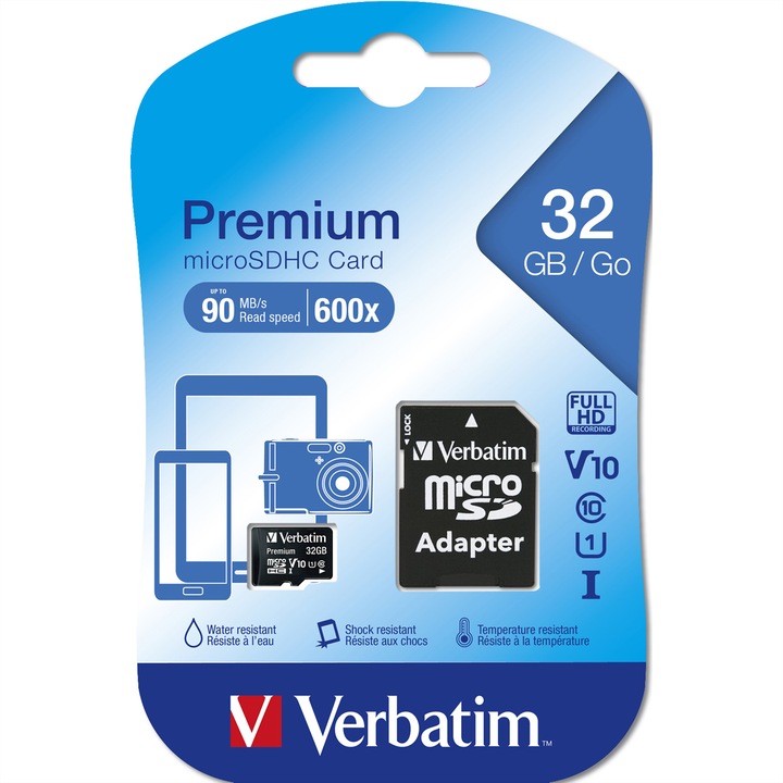 Label énergétique Verbatim Carte Micro SDHC classe 10 (32 Go, microSDHC, U1, UHS-I)