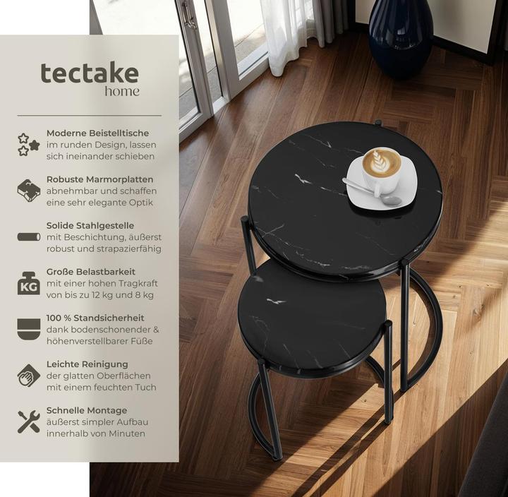 Actual product image tectake Side table Ellsa, marble top, steel frame