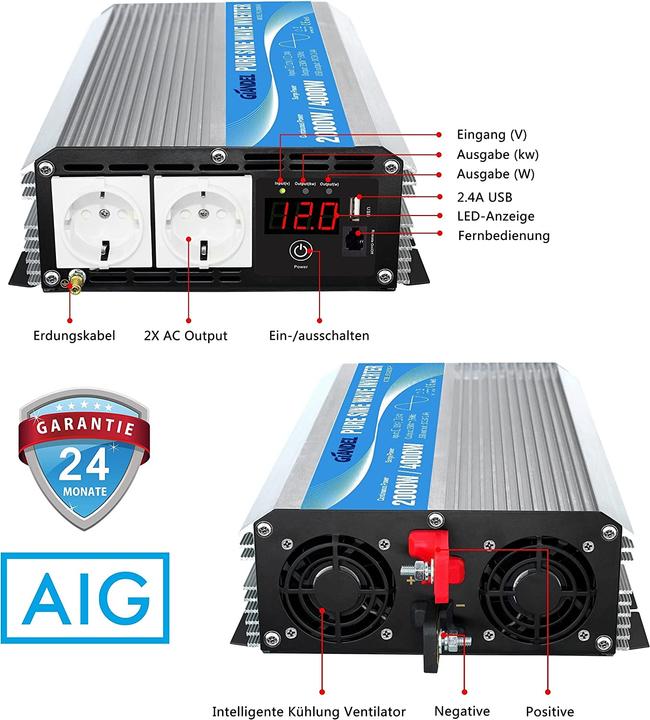 Image du produit Giandel Onduleur 12V vers 230V pur sinus 2000W