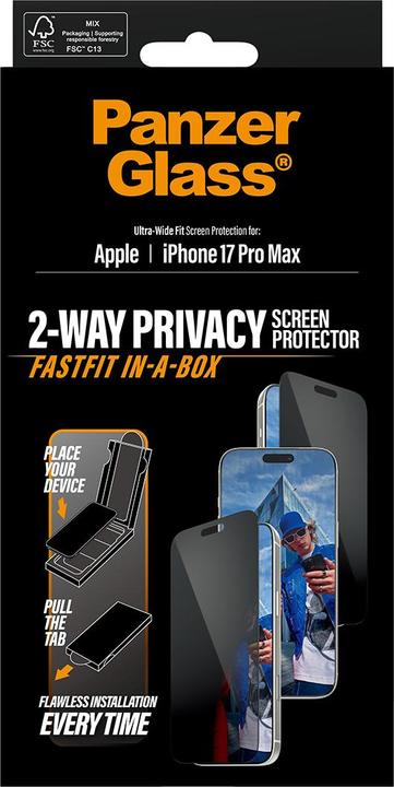 Produktbild PanzerGlass Privacy Screen Protector (1 Stück, Apple iPhone 17 Pro Max)