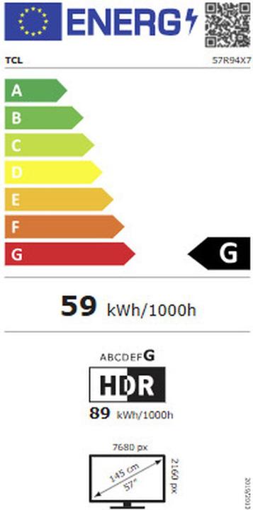 Energy Label TCL Monitor 57R94 57" 8K Ultra HD (7680 x 2160 pixels)