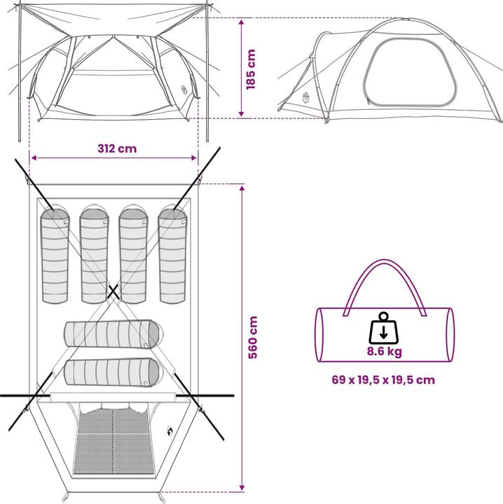 Produktbild vidaXL Campingzelt (8.50 kg, 6 Personen)