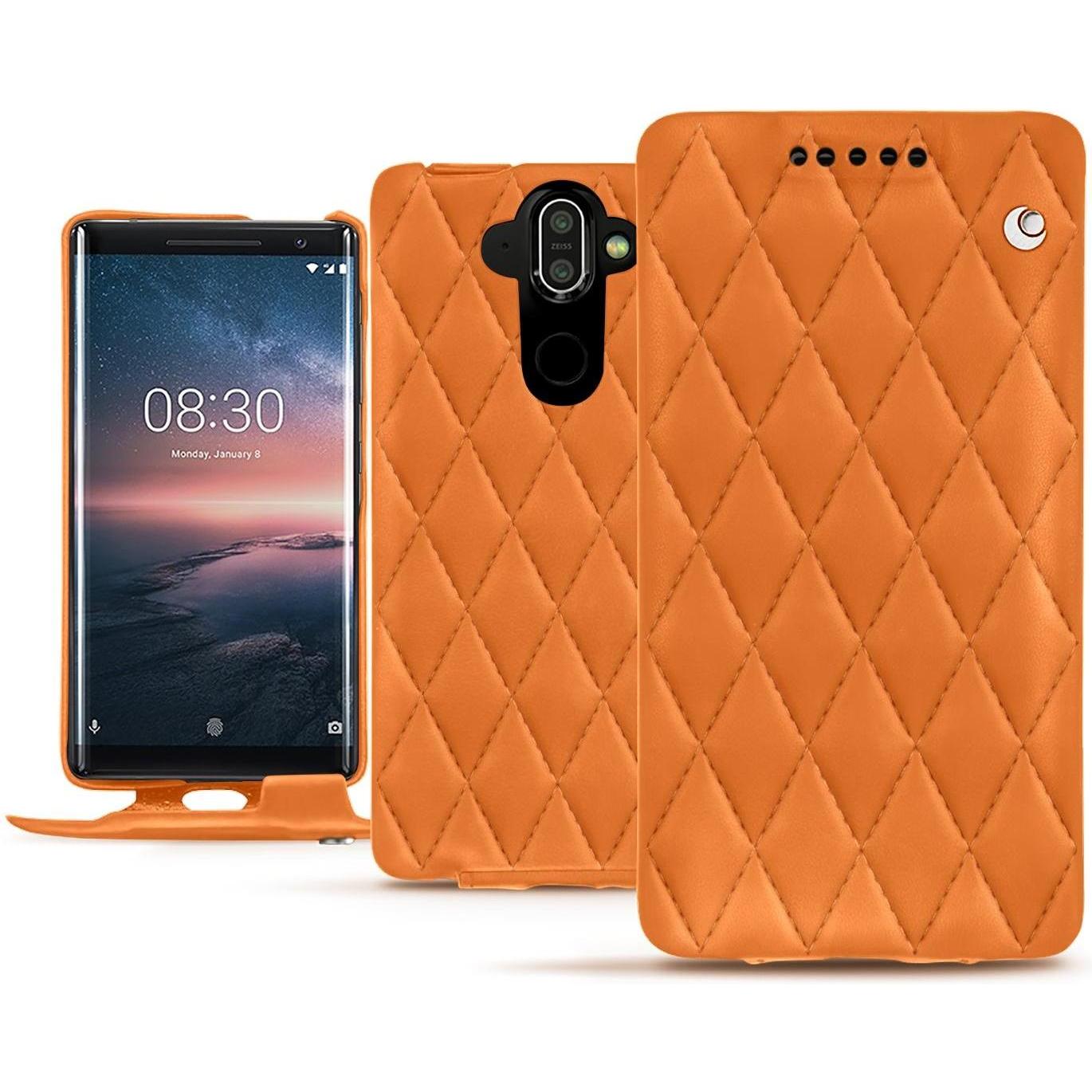Noreve Lederschutzhülle vertikal (Nokia 8 Sirocco), Smartphone Hülle, Orange