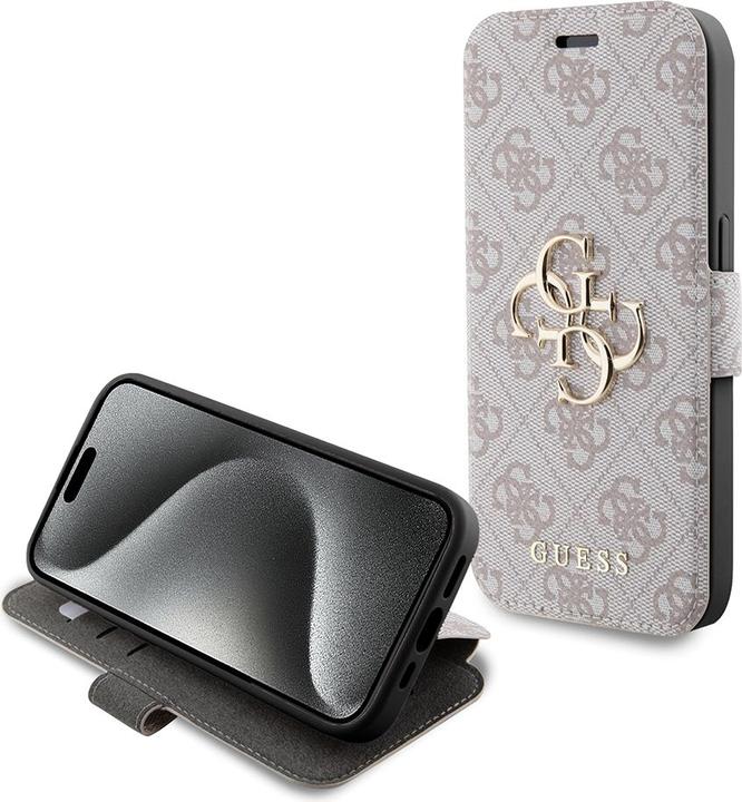 Actual product image Guess GUBKP15X4GMGPI iPhone 15 Pro Max 6.7" różowy/pink book 4G Metal Logo (Apple iPhone 15 Pro Max)