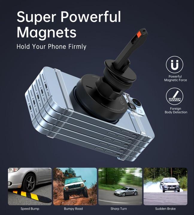 Actual product image Choetech T205-F magnetic holder with 15 W inductive charger - black