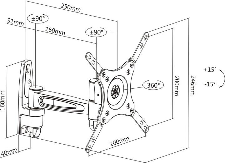 Actual product image Multibrackets Flexarm 360 II (Wall, 32", 15 kg)