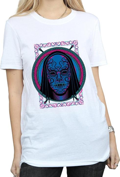 Actual product image Womens/Ladies Neon Death Eater Mask Cotton Boyfriend T-Shirt (3XL)