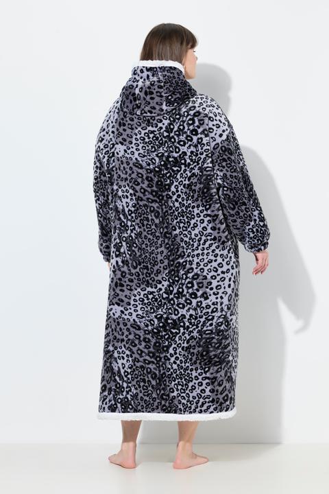 Produktbild Ulla Popken Loungewear-Poncho, Leomuster, Kapuze, Langarm, Tasche (42, 44, 46, 48)