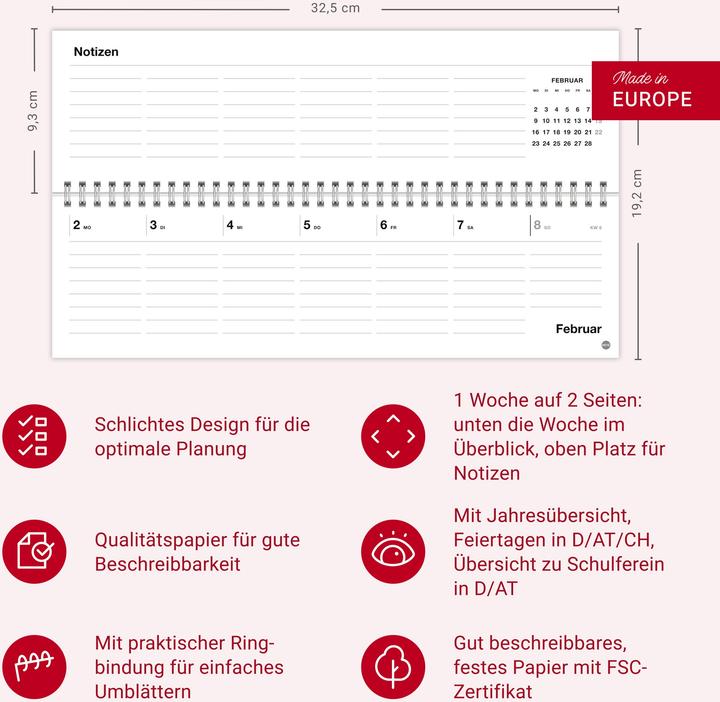 Produktbild Black&White Wochenquerplaner 2026