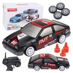 Lean Toys RC Coupé ferngesteuertes Drift-Auto mit austauschbaren Rädern, Schwarz, Massstab 1:24