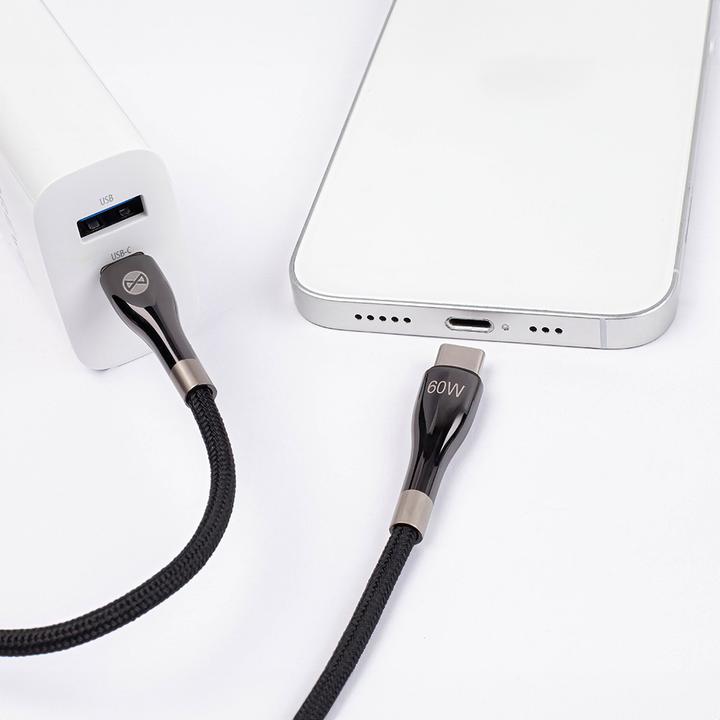 Image du produit Forever Câble élégant USB-C - USB-C 2,0 m 60W noir (2 m, USB 2.0, 60 W)