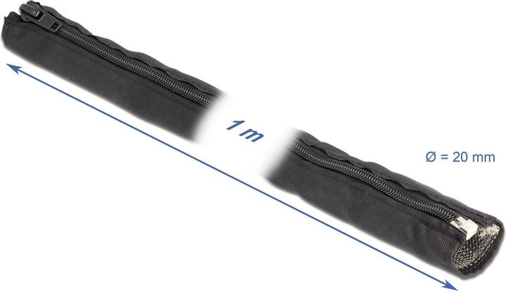 Image du produit Delock Gaine tressée CEM avec fermeture éclair résistante à la chaleur 1 m x 20 mm noir (Gaines pour câbles, 100 cm)