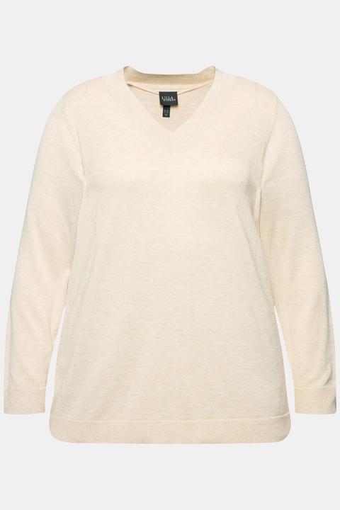 Produktbild Ulla Popken Pullover, V-Ausschnitt, Langarm, weicher Feinstrick (46, 48)