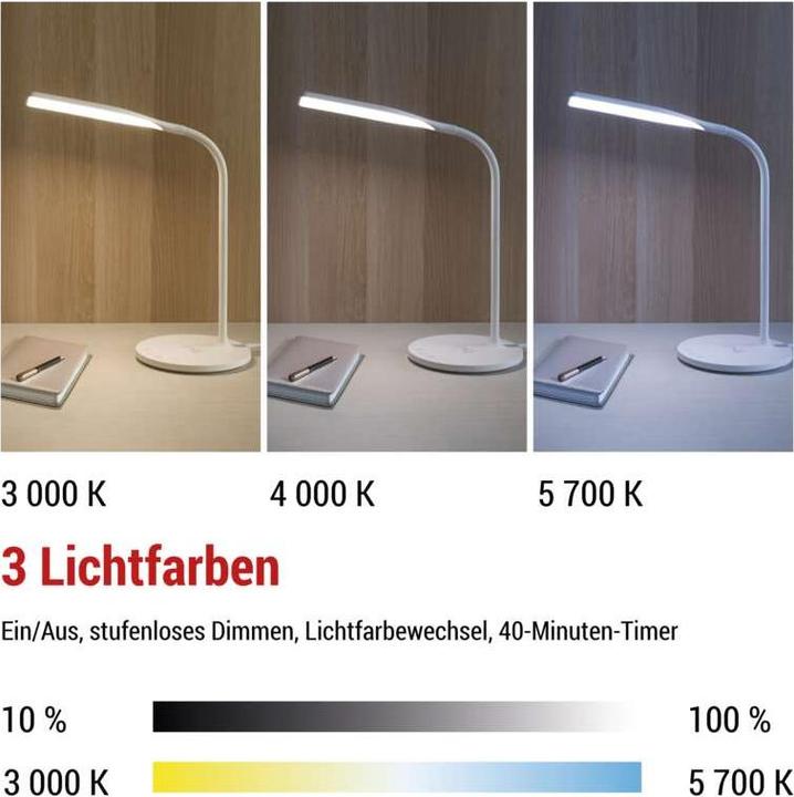 Image du produit Emos Lampe de bureau LED OSCAR, blanche (360 lm)