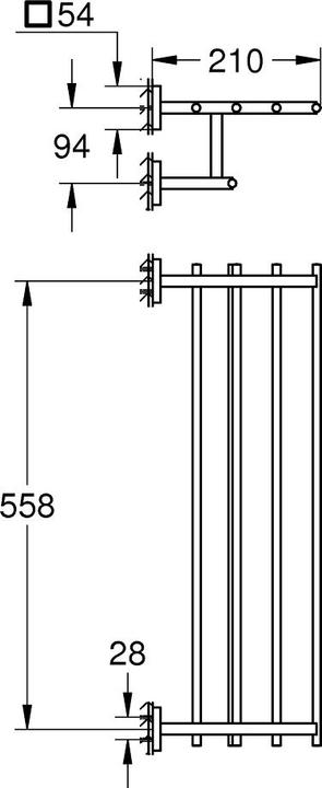 Produktbild Grohe Start Cube QuickFix Multi-Badetuchhalter, 600mm, klebbar, chrom