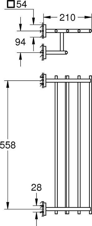 Image du produit Grohe Start Cube QuickFix porte-serviettes de bain multi-usage, 600mm, adhésif, chromé