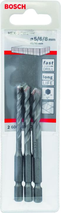Immagine prodotto Bosch Professional Zubehör Set di punte per piastrelle 3 pezzi Acce (5, 6, 8 mm)