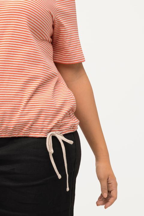 Immagine prodotto Ulla Popken Maglia classica a righe con scollo a cuore, fascia sull'orlo e mezze maniche (50, 52)