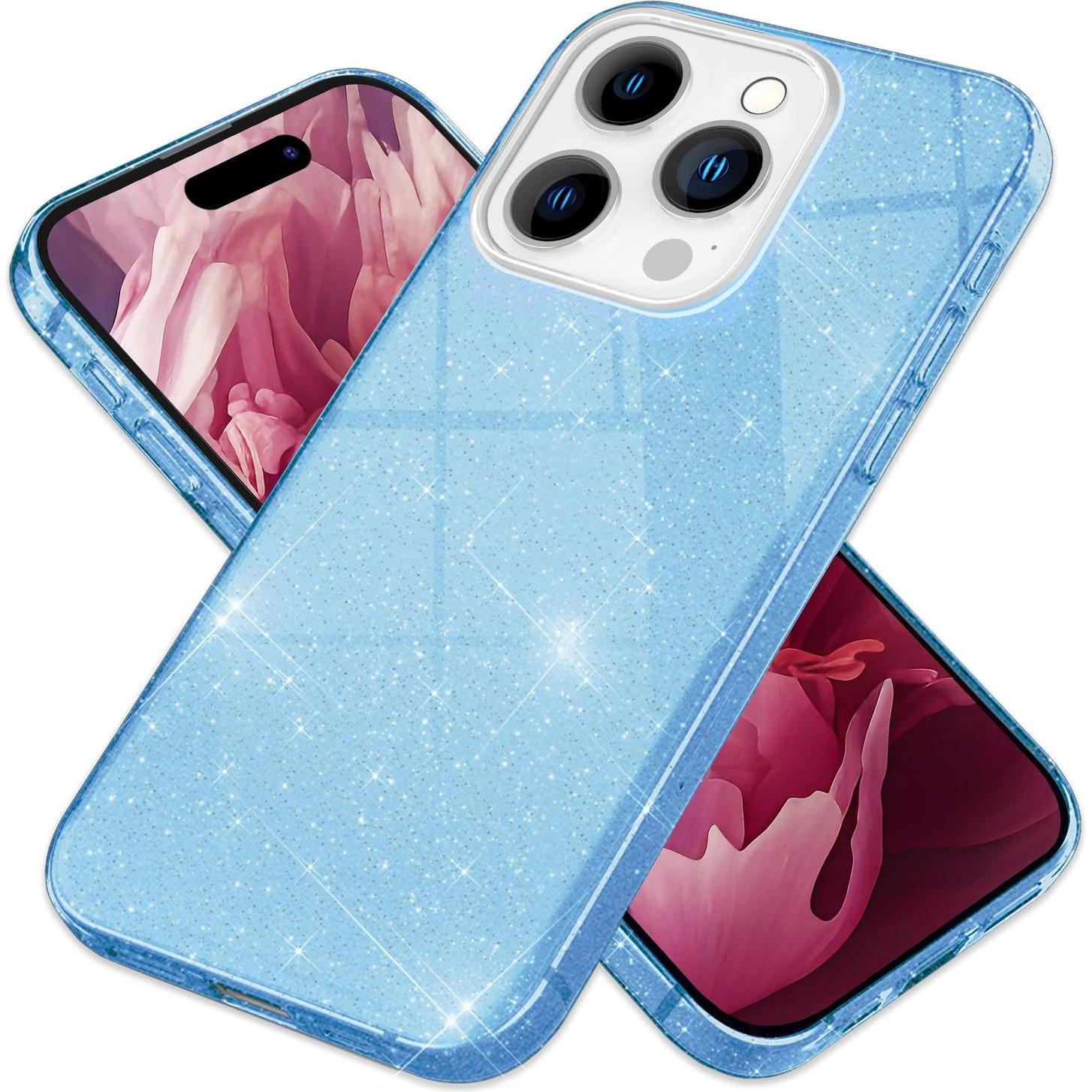Nalia Glitzer Hülle (Apple iPhone 15 Pro), Smartphone Hülle, Blau