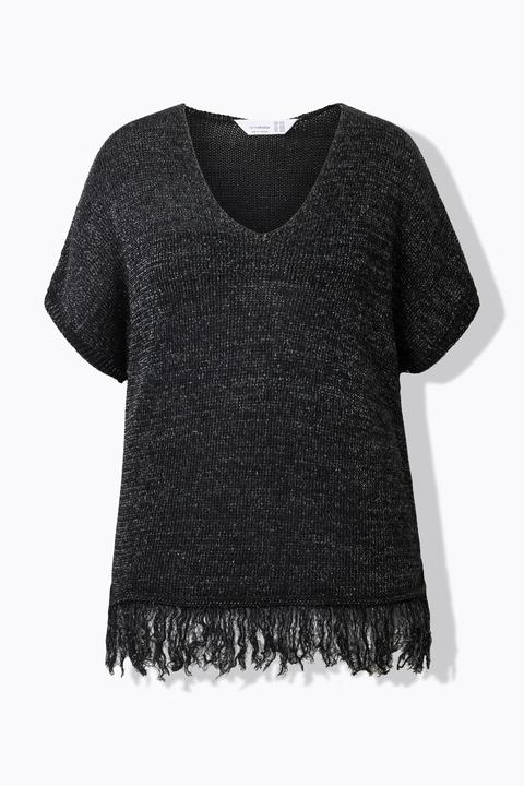Produktbild Miamoda Strickshirt, oversized, Glitzer-Effekt, Fransensaum (60)