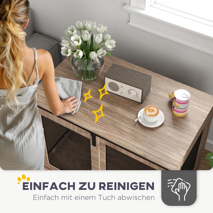Image du produit PawHut Hundekäfig Spanplatte, Stahl Nussbaum