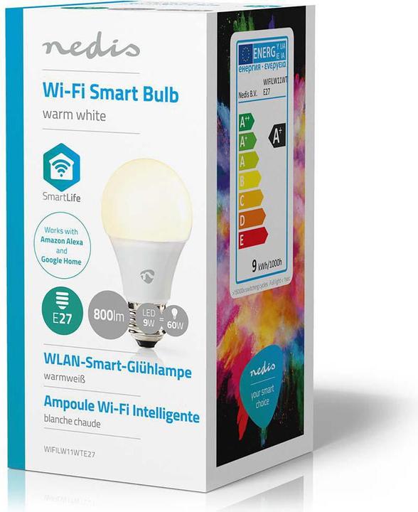 Actual product image Nedis WIFILW11WTE27 Smart Lighting Intelligent Light Bulb WLAN (E27, 800 lm, 1x)