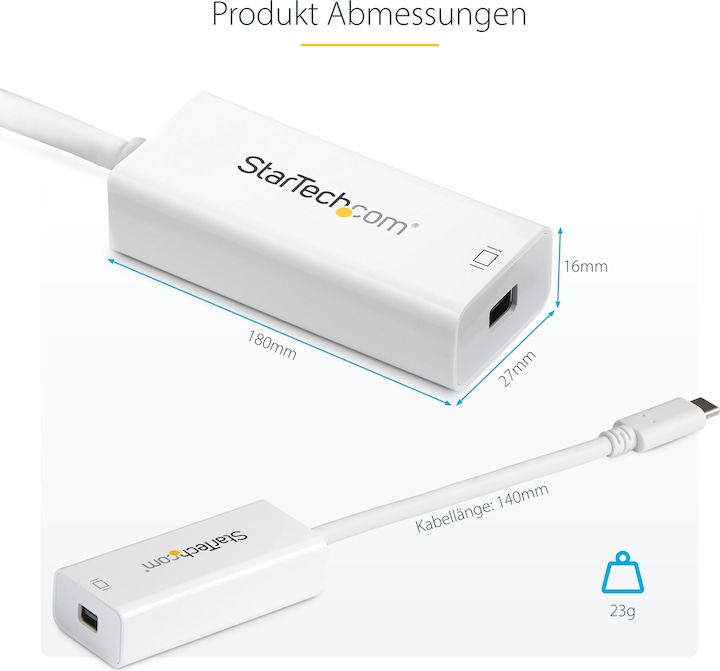 Actual product image StarTech USB-C zu Mini DisplayPort (Mini DP, 6 cm)