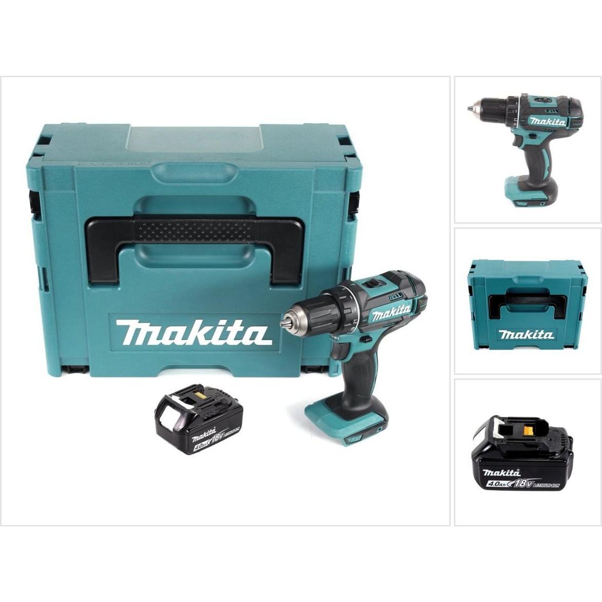 Makita, Bohrmaschine + Akkuschrauber, DDF 482 M1J Akku Bohrschrauber 18 V 62 Nm + 1x Akku 4,0 Ah + Makpac - ohne Ladeger...