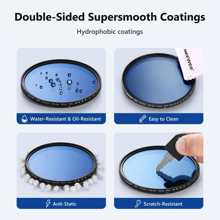 Actual product image Neewer 67MM MRC Adjustable ND Filter ND2 to ND400 (67 mm)