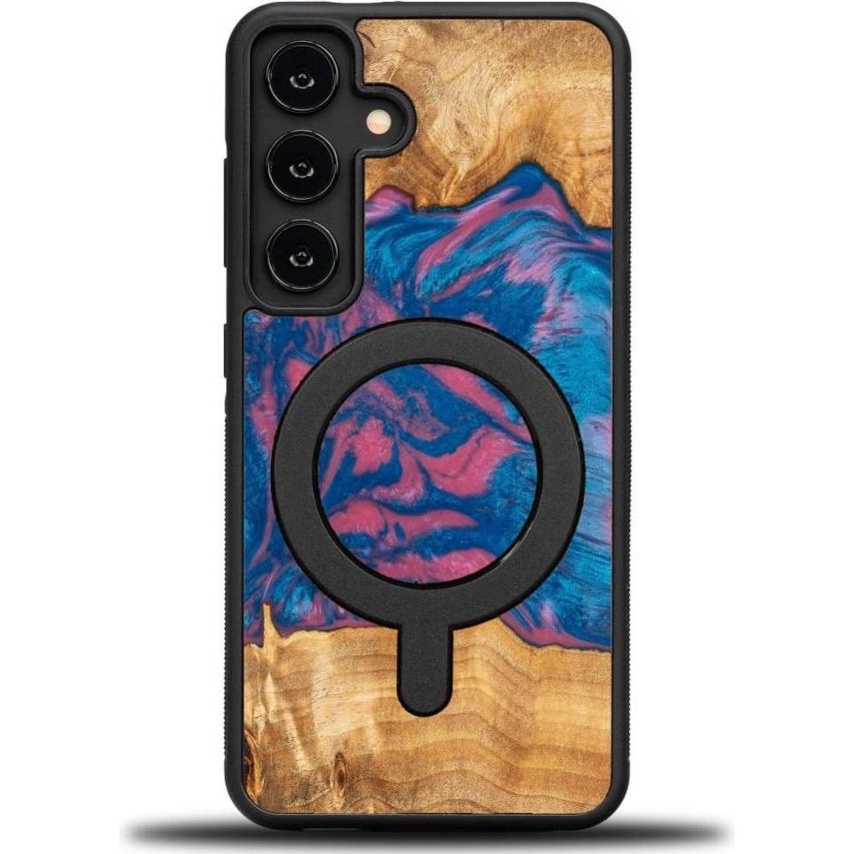Thumbnail - Bewood Unique MagSafe Vegas wood and resin case pink and blue (Samsung Galaxy S24), Smartphone Hülle, Blau, Pink