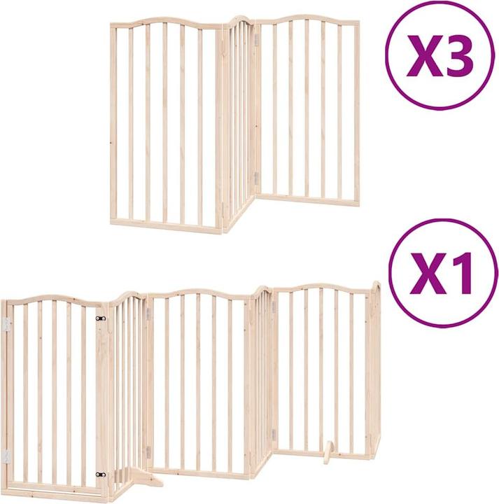 Produktbild vidaXL Hundetor mit Tür Faltbar Absperrgitter Hunde Schutzgitter 9-tlg. Holz (50 cm)