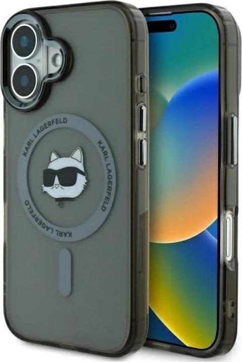 Actual product image Karl Lagerfeld KLHMP16SHLSCHK iPhone 16 6.1" czarny/black hardcase IML Metal Choupette Head MagSafe (Apple iPhone 16)