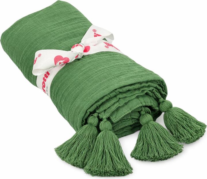 Actual product image Beberotti Orgaic Muslin Tasseled Throw Blanket (145 x 100 cm)