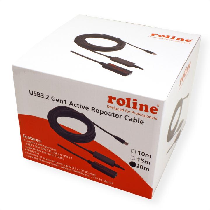 Image du produit Roline USB3.2 Gen1 Act. Câble de répéteur (20 m, USB 3.2 Gen 1)