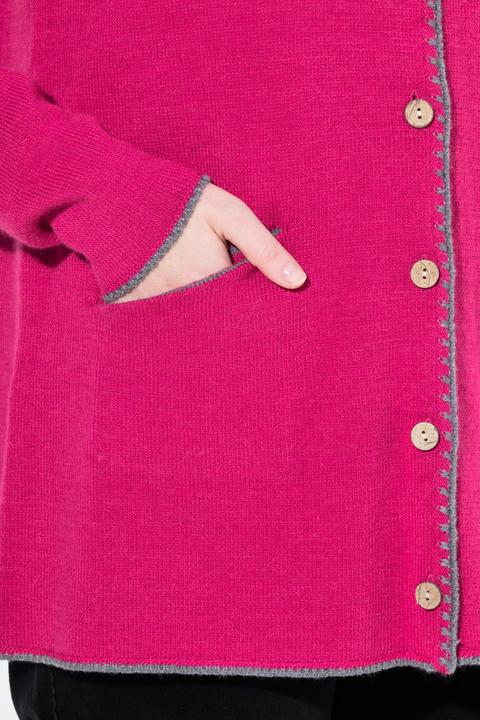 Produktbild Ulla Popken Long-Strickjacke, Hirsch-Stickerei, A-Linie, Stehkragen (42, 44)