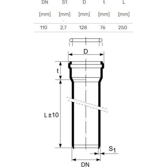 Thumbnail - Magnaplast, Zubehör Sanitärinstallation, PIPE HTEM 110X250MM
