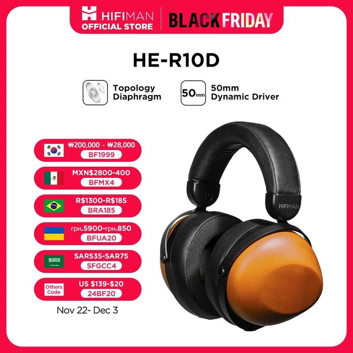 Actual product image Hifiman HE-R10D (No noise cancellation, 6 h, Cable, Wireless)