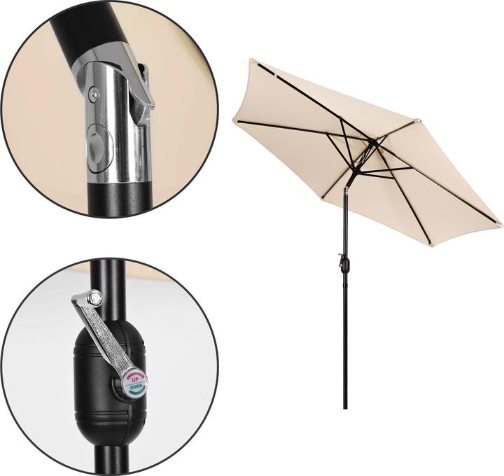 Produktbild MultiGarden Grosser geneigter Gartenschirm mit Kurbel 270 cm Beige