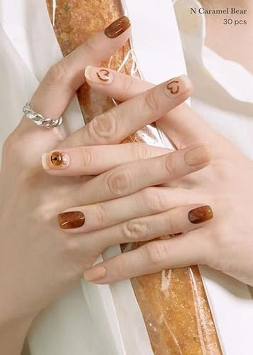 Actual product image Ohora Semi Cured Gel Nail Strips N Caramel Bear - Salon-Quality Long Lasting Easy to Apply and Remov (N Caramel bear)