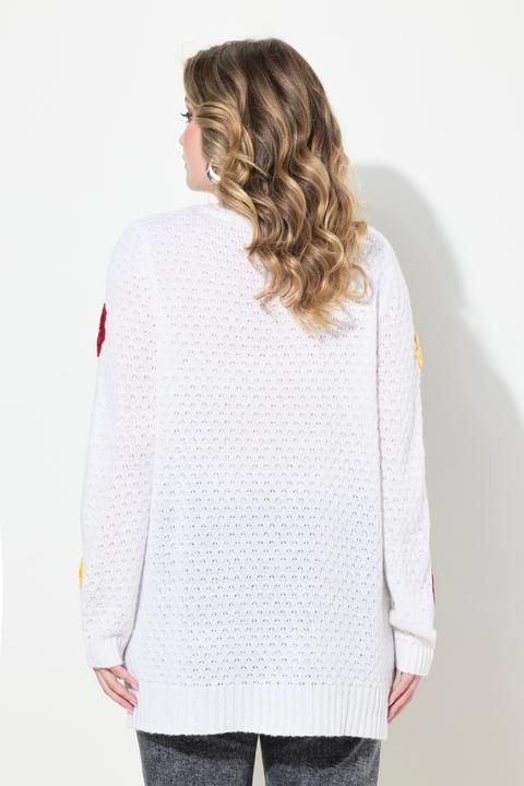 Immagine prodotto Miamoda Pullover, Classic Fit, 3D Blüten, Seitenschlitze (46, 48)