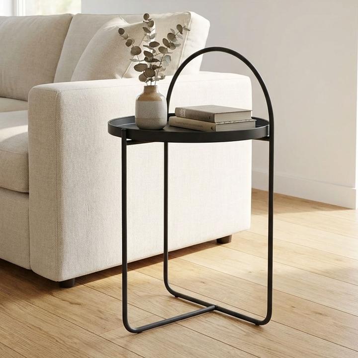Produktbild H & S Collection Wunderschöner Beistelltisch Schwarz - 40x40x65 mit Bogen - Ablagetisch Modern und Elegant (40 x 40 x 65 cm)