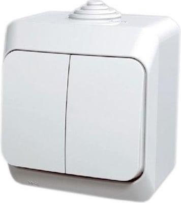 Schneider Double Switch Ip44 White Cedar+