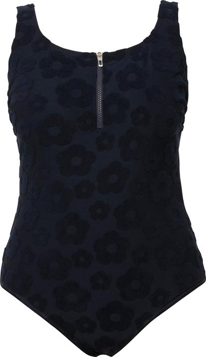 Produktbild Ulla Popken Badeanzug, Blumen-Struktur, Zipper, ohne Softcups (42)