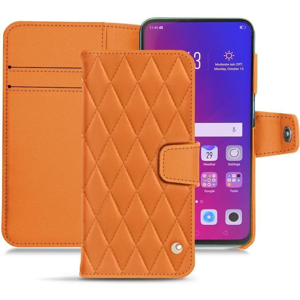 Noreve Lederschutzhülle Wallet (Oppo Find X), Smartphone Hülle, Orange