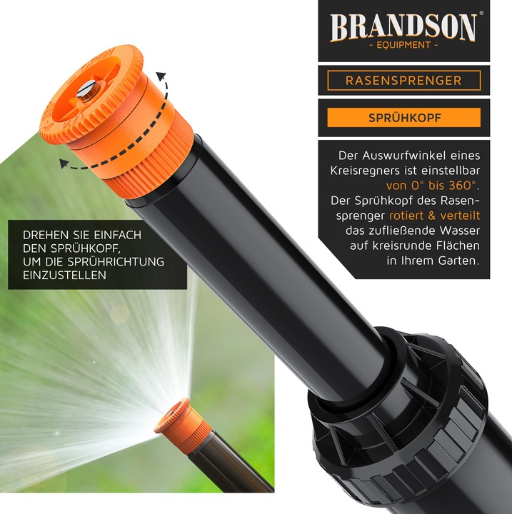 Produktbild Brandson 2x Versenkregner Rasensprinkler bis 25m², Gartensprinkler Bewässerungssystem versenkbar, frostsicher (Versenkregner)