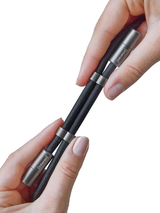 Produktbild Intenso Handykette als Lade- + Datenkabel USB-C bis 1,65m schwarz (1.65 m, USB 2.0, 60 W)