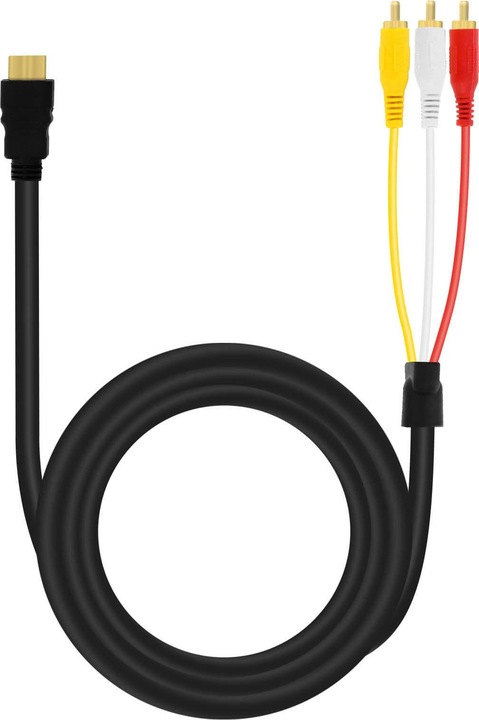 Actual product image LinQ HDMI to 3x RCA male video cable by - Black (1.50 m)